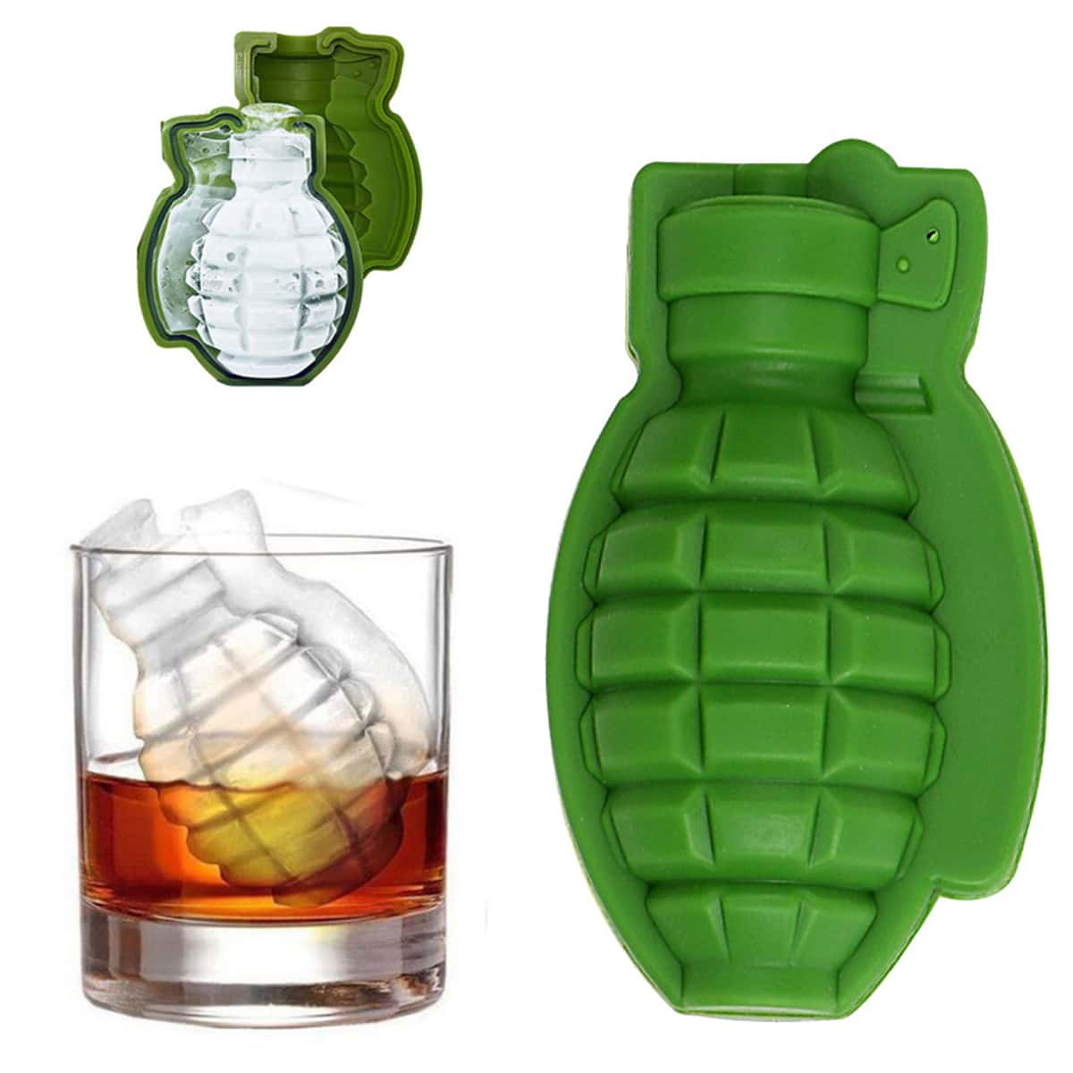

1pc Grenade Shaped Ice Mold, Green