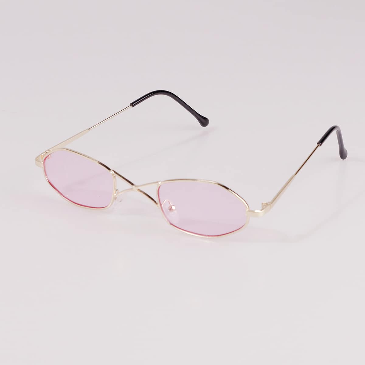 

Cross Metal Frame Sunglasses, Pastel baby pink
