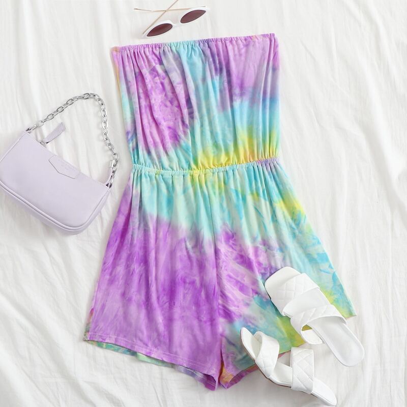 

Tie Dye Tube Romper, Multicolor