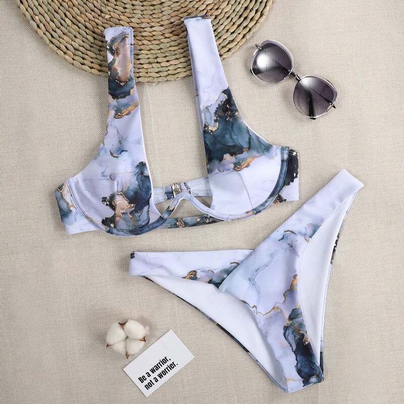 

Water Color Underwire High Cut Bikini Swimsuit, Multicolor