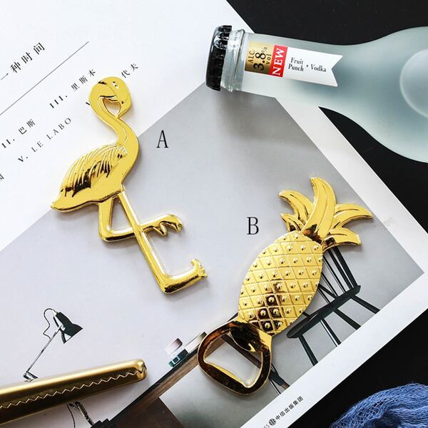 

1pc Flamingo & Pineapple Shaped Opener, Gold
