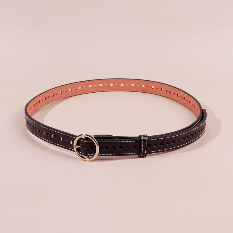 

Cut Out Ring Buckle Belt, Black
