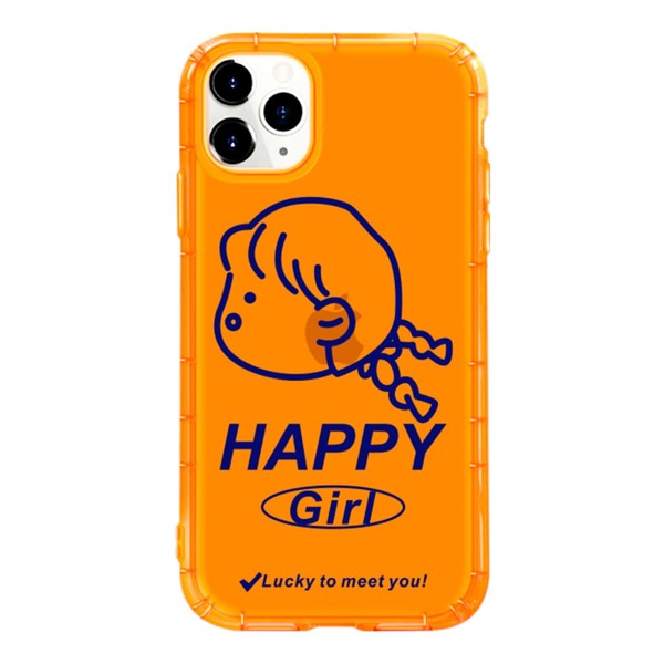 

1pc Cartoon Graphic Clear iPhone Case, Orange