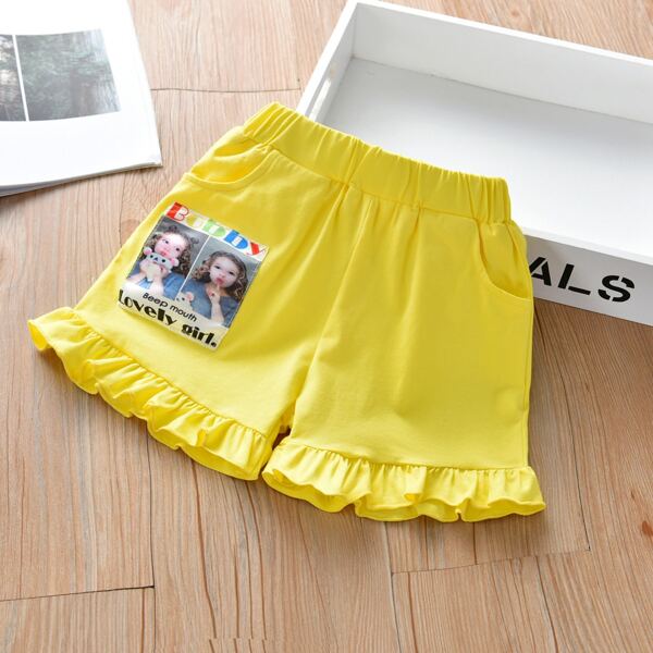 

Toddler Girls Figure & Letter Graphic Ruffle Hem Shorts, Yellow