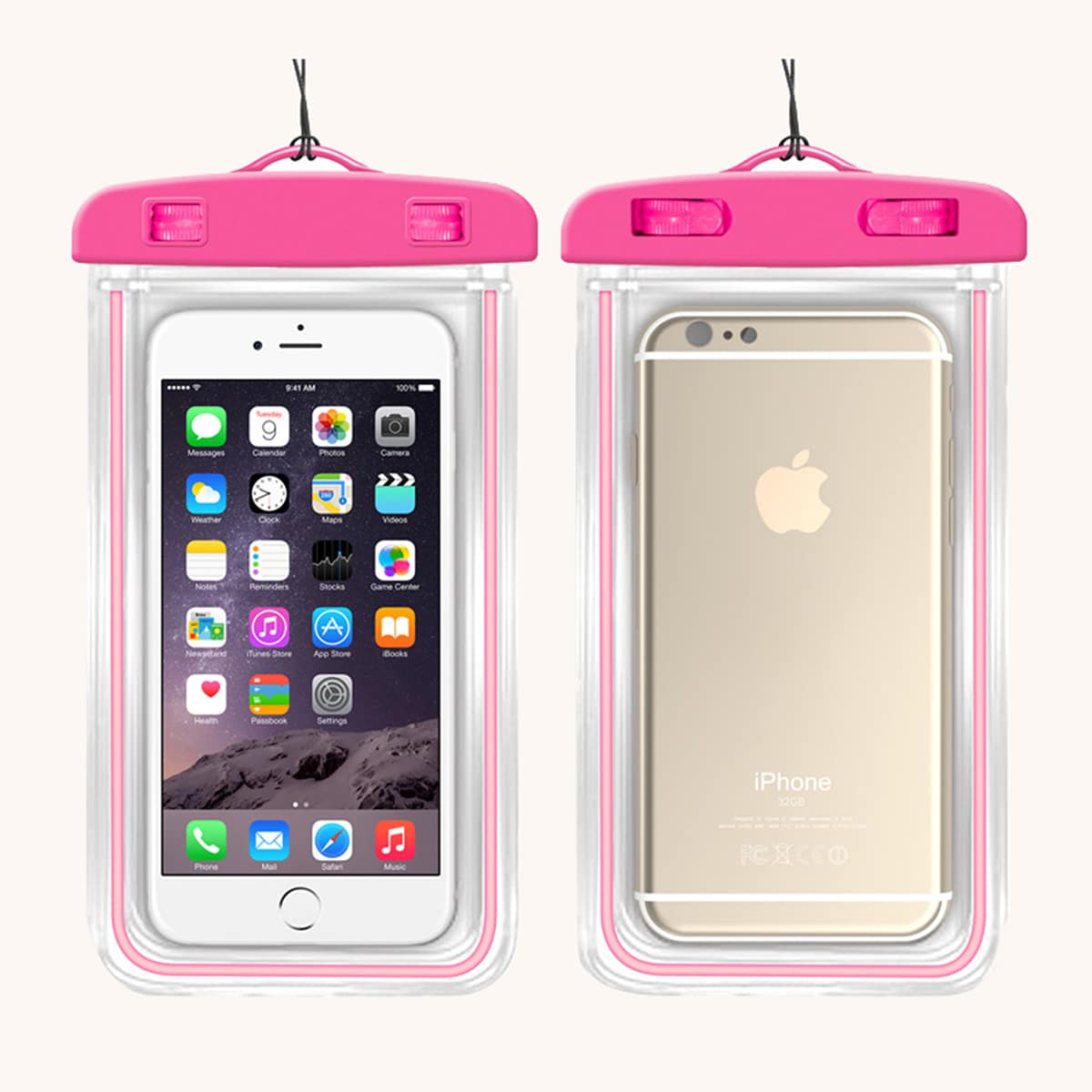 

1pc Clear Waterproof Phone Bag, Pink clear