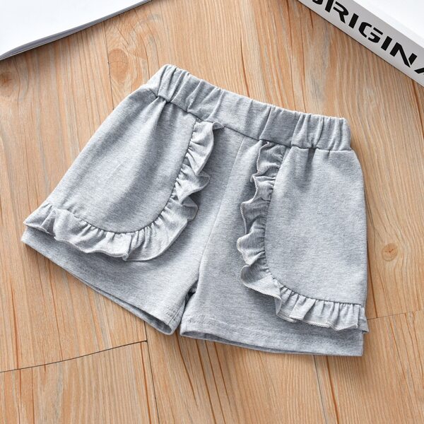

Toddler Girls Ruffle Trim Shorts, Light grey