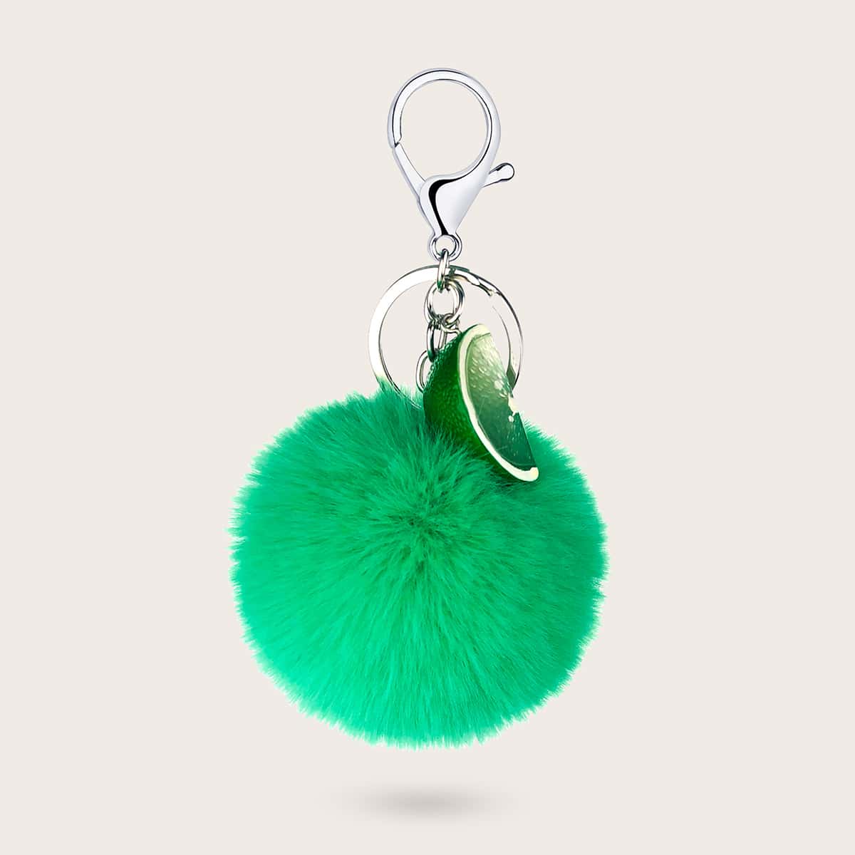 

Fluffy Pom Pom Charm Keychain, Green