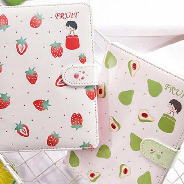 

1pack Fruit Print Cover Notebook With Magnetic Buckle, Multicolor