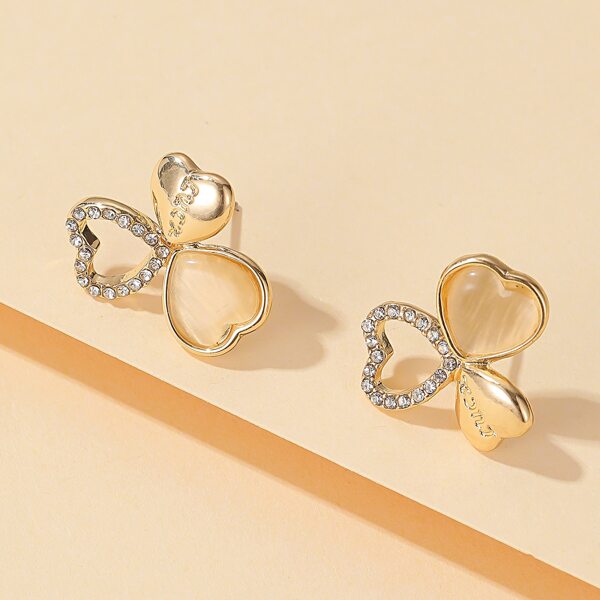 

Rhinestone Heart Stud Earrings, Gold