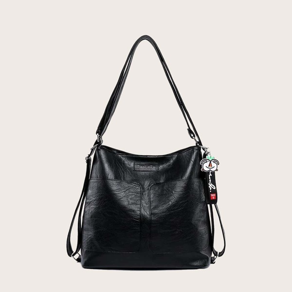 

Letter Tape Decor Tote Bag, Black