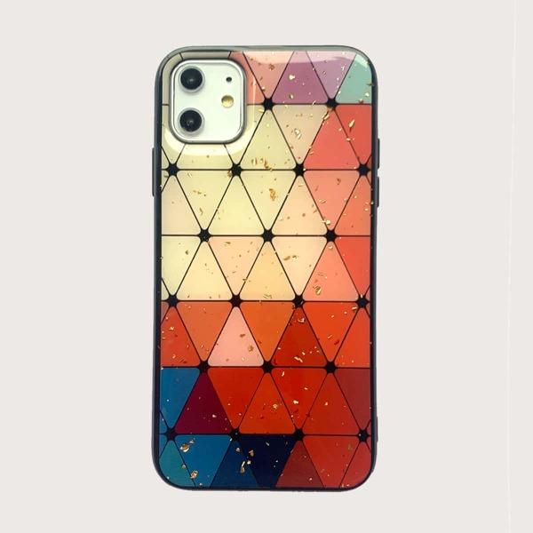 

1pc Geometric Print iPhone Case, Multicolor