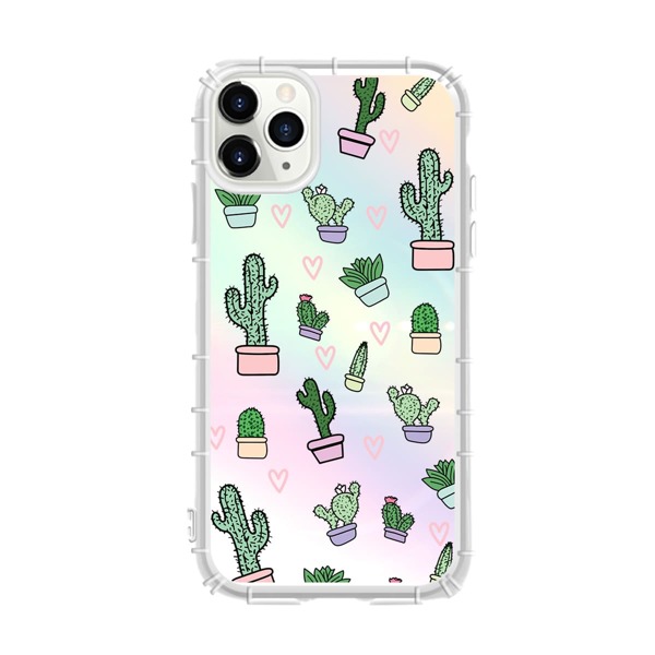 

2pcs Cactus Print Clear iPhone Case & Laser Film, Multicolor