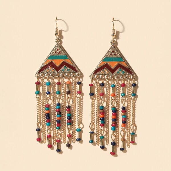 

Geometric Bead Tassel Drop Earrings, Multicolor