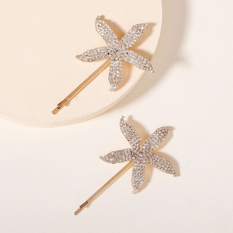 

2pcs Starfish Decor Bobby Pin, Gold