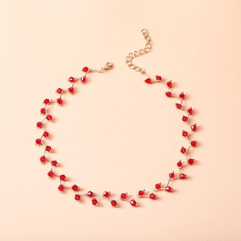 

Crystal Tassel Choker, Red