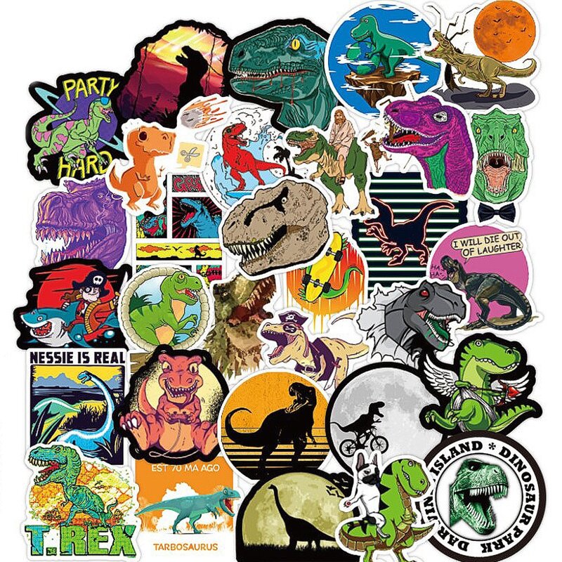 

100pcs Dinosaur Print Sticker, Multicolor