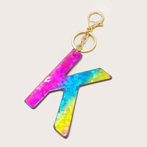 

Letter Charm Keychain, Multicolor