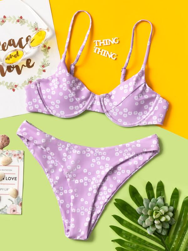 shein ditsy floral bikini