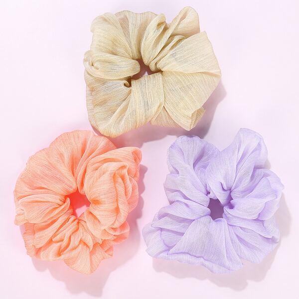 

3pcs Simple Solid Scrunchie, Multicolor