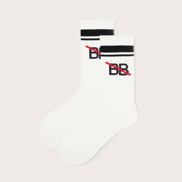 

Letter Pattern Socks, White