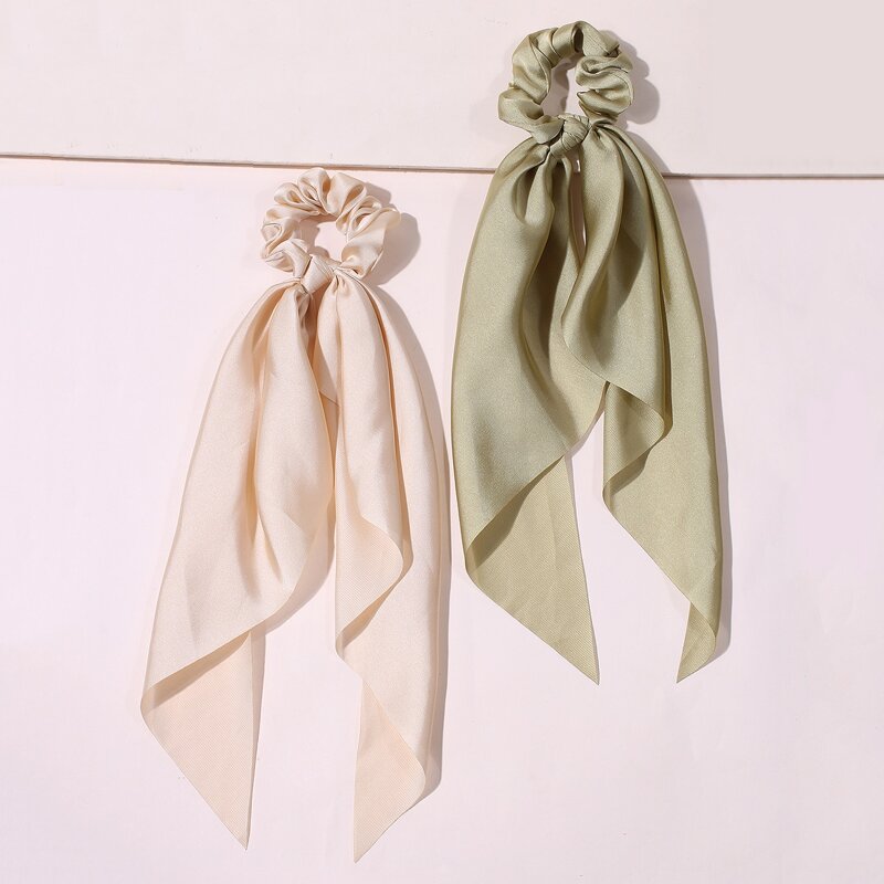 

2pcs Simple Solid Scrunchie Scarf, Multicolor