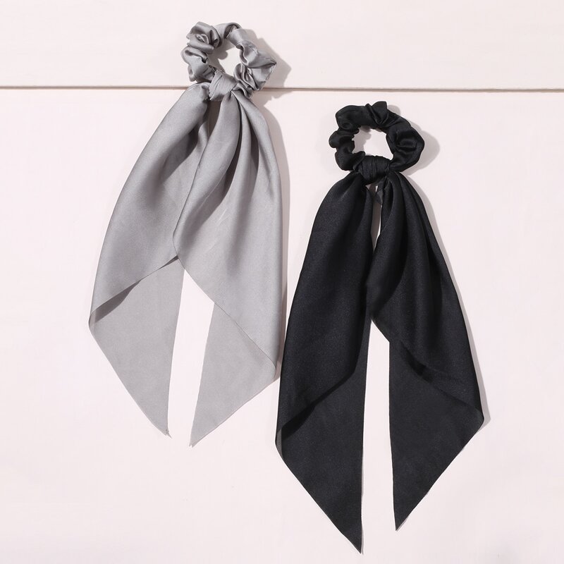 

2pcs Simple Solid Scrunchie Scarf, Multicolor