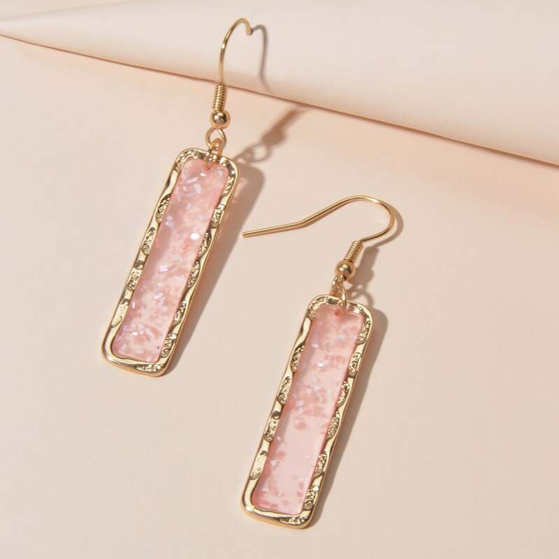 

Crystal Geometric Drop Earrings, Pink
