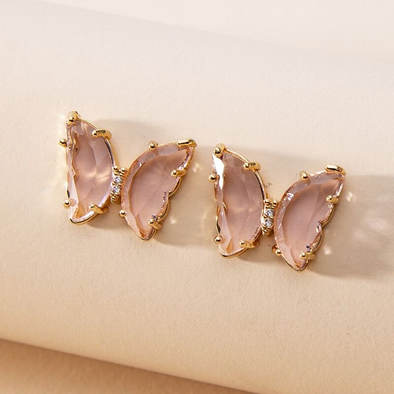

Rhinestone Butterfly Stud Earrings, Pink