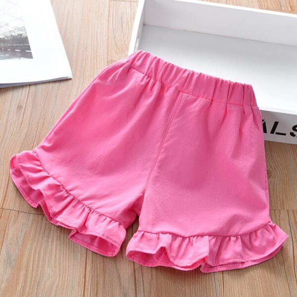 

Toddler Girls Ruffle Hem Elastic Waist Shorts, Pink