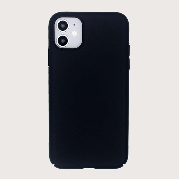 

1pc Solid iPhone Case, Black