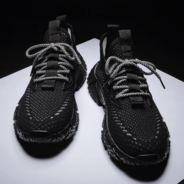 

Men Lace-up Front Low Top Sneakers, Black
