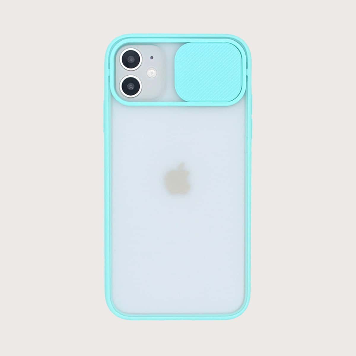 

1pc Push Pull Lens Protection Cover iPhone Case, Clear mint green