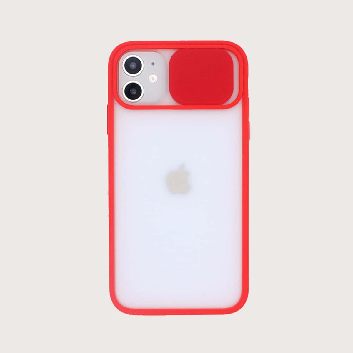 

1pc Push Pull Lens Protection Cover iPhone Case, Red clear