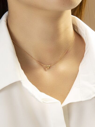 1pc Minimalist Heart Shaped Copper Chain Necklace, Daily Wear & Gift For Women