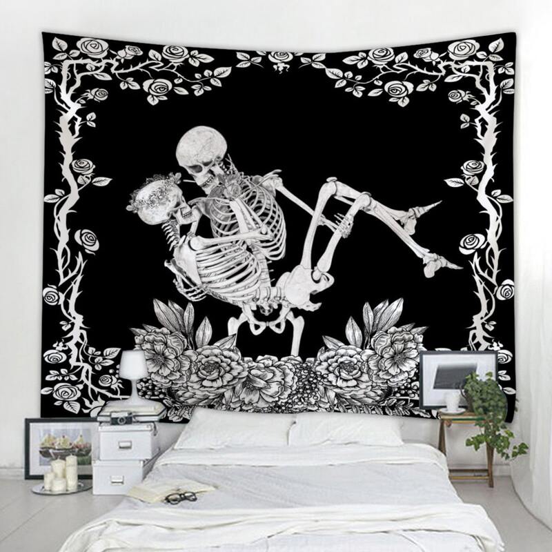 

Skeleton & Floral Tapestry, Black