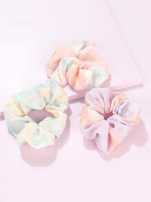 Pastel Tie-Dye Wash Scrunchie Set - 3 Packs - Multicolor - View 1