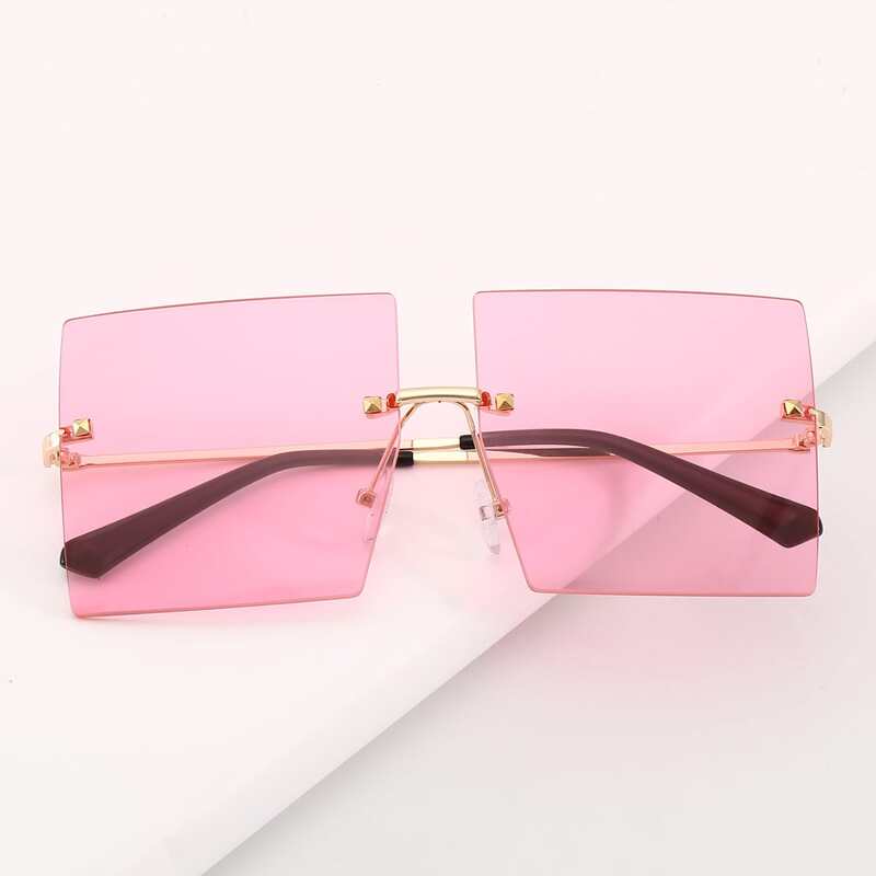 

Square Rimless Sunglasses, Pastel baby pink