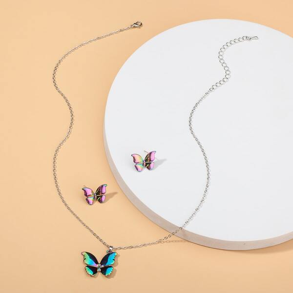 

3pcs Butterfly Decor Jewelry Set, Multicolor