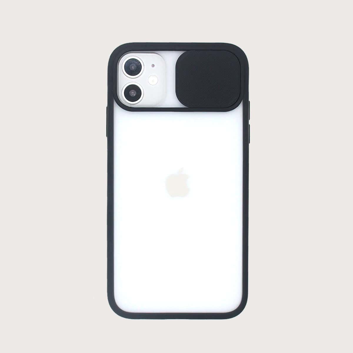 

1pc Push Pull Lens Protection Cover iPhone Case, Black clear