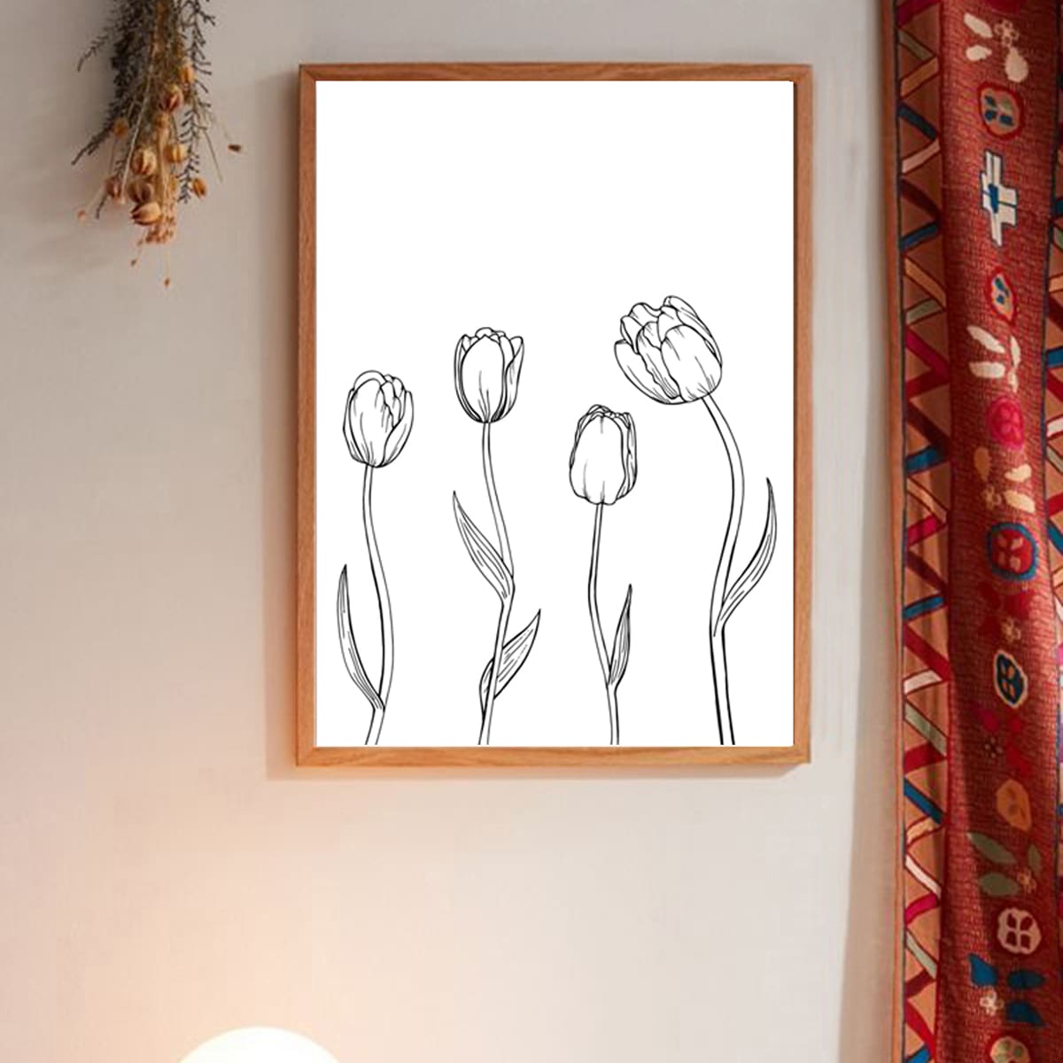 

Flower Print Wall Print Without Frame, Black and white