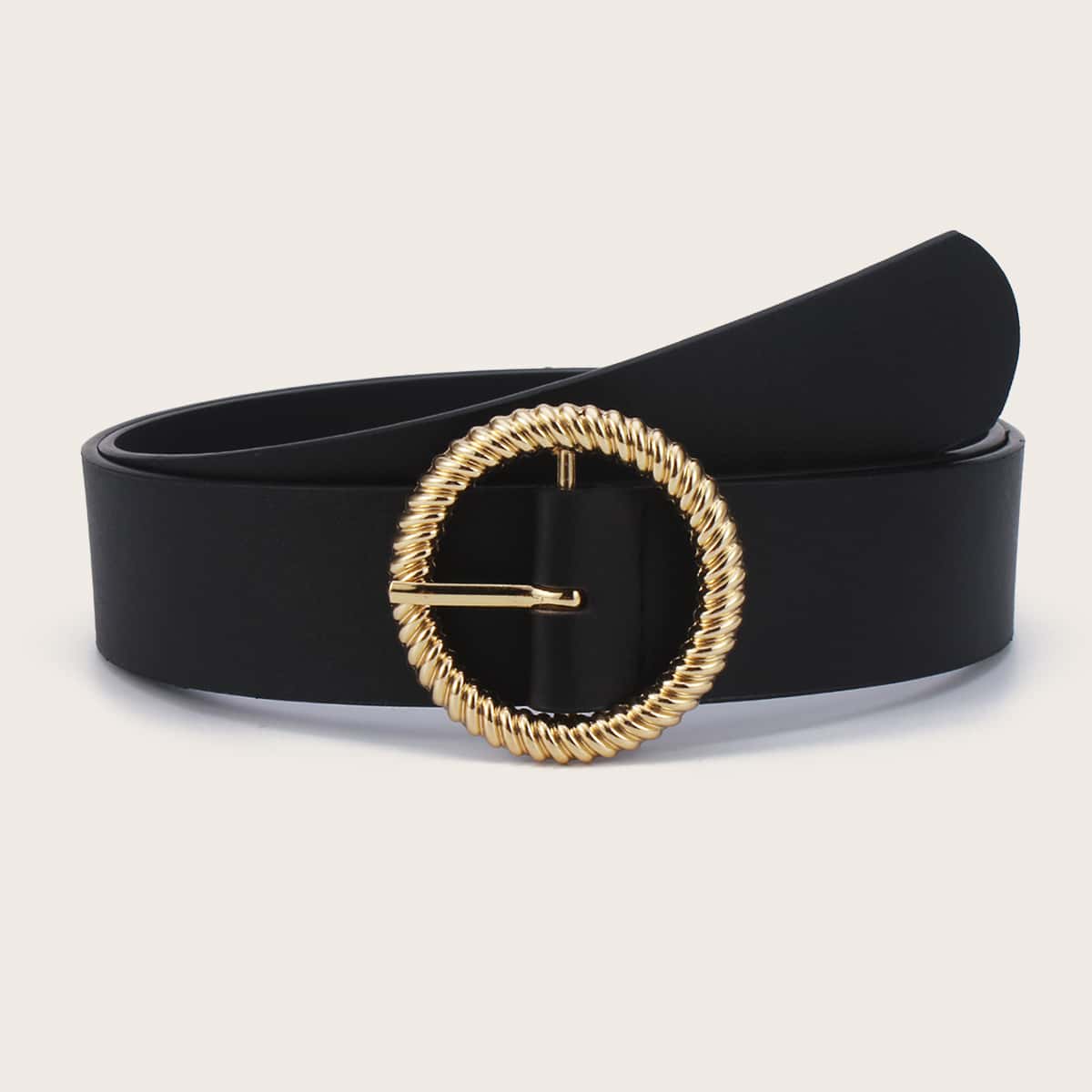 

Round Buckle Belt, Black