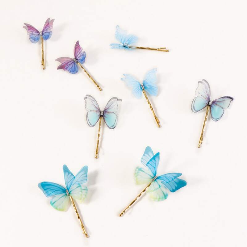 

8pcs Butterfly Decor Bobby Pin, Multicolor