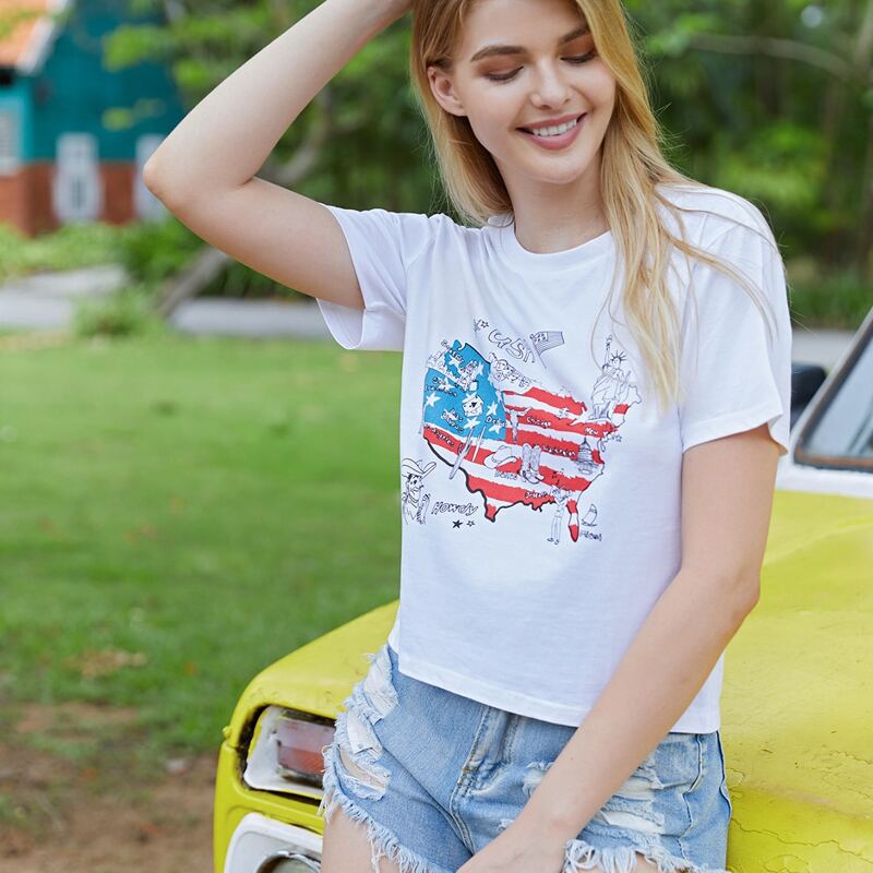 

Map & Figure Tee, White