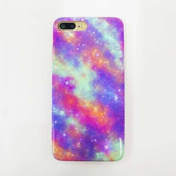 

1pc Galaxy Print iPhone Case, Multicolor
