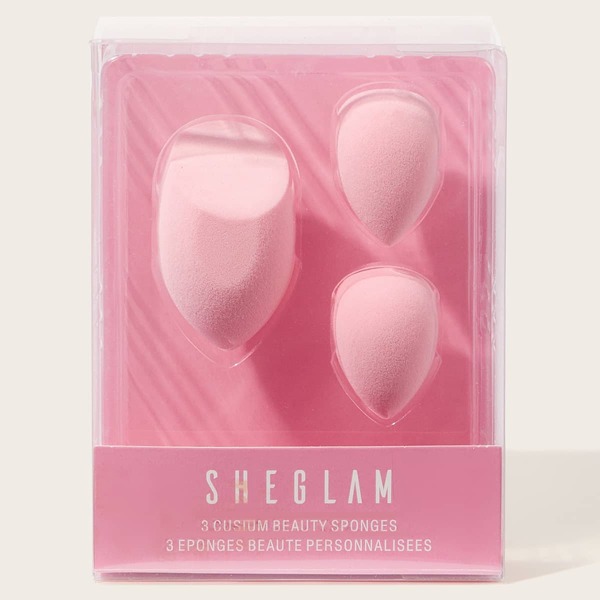 

2pcs Teardrop Sponge & 1pc Flat-Ended Sponge, Pink
