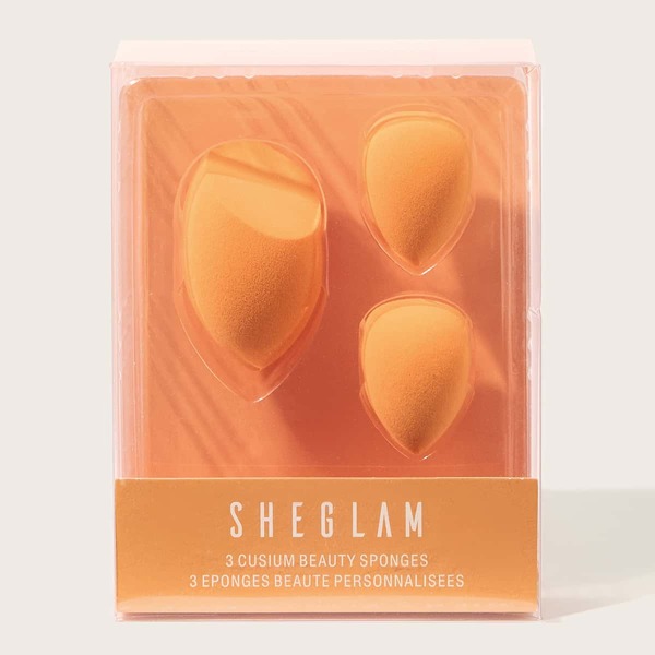 

2pcs Teardrop Sponge & 1pc Flat-Ended Sponge, Orange