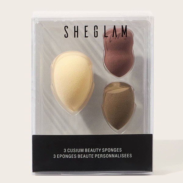 

1pc Pear Makeup Sponge & 1pc Teardrop Sponge & 1pc Flat-Ended Sponge, Multicolor
