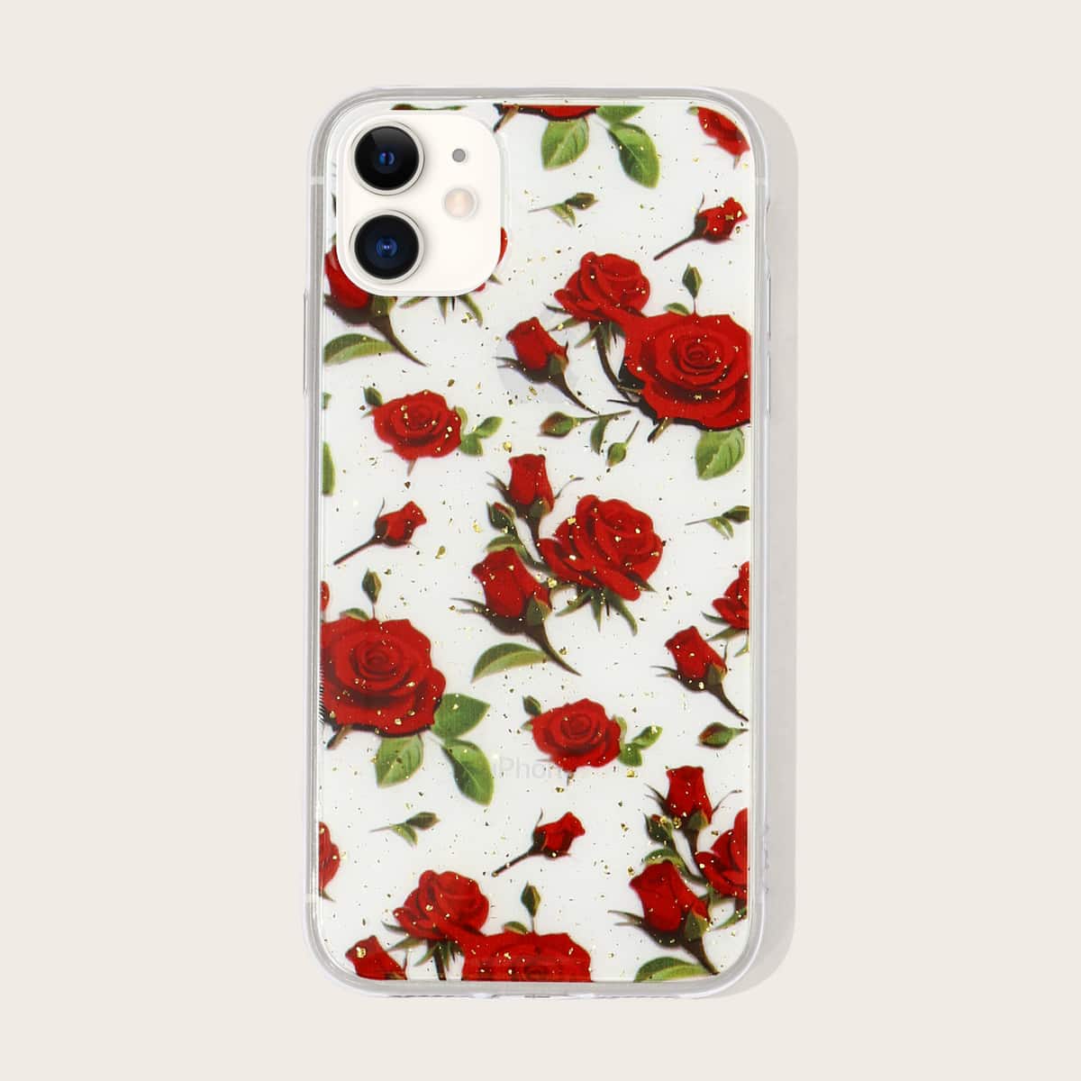 

1pc Rose Print iPhone Case, Red