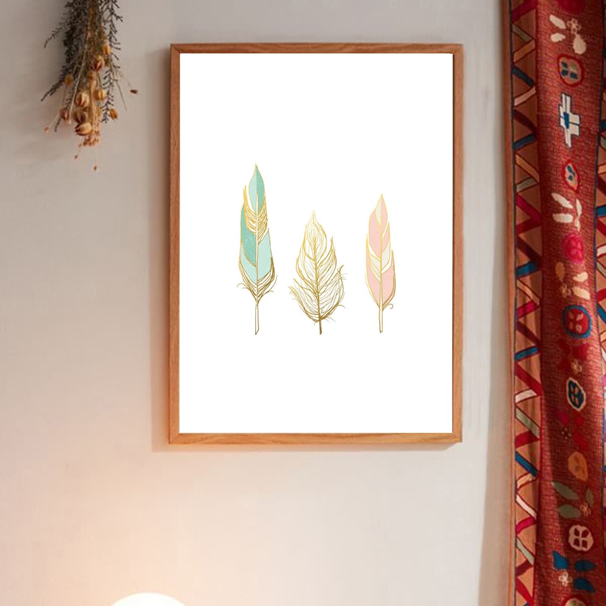 

Feather Print Wall Print Without Frame, Multicolor