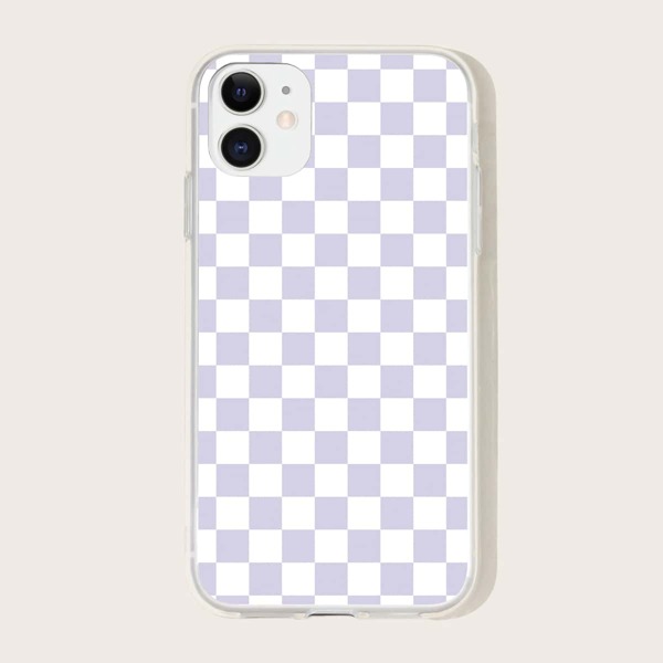 

1pc Checker iPhone Case, Purple